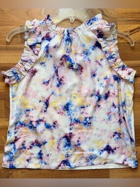 Versona Pastel Tie-Dye Ruffled Sleeveless Camisole